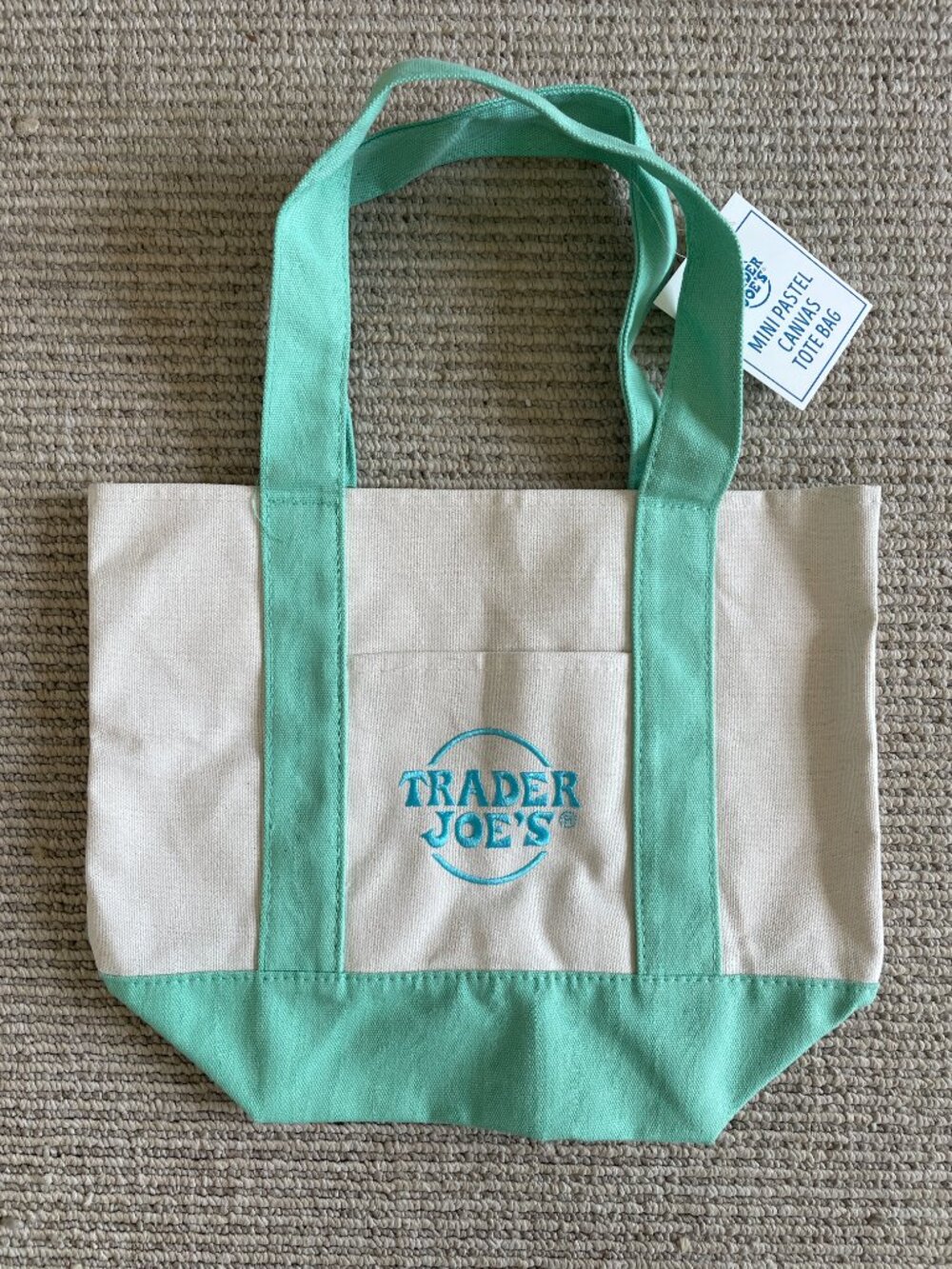 Trader Joe’s Green Mini Canvas Spring Tote NWT!